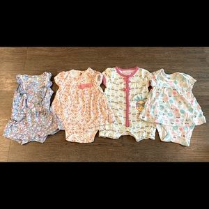 4 piece 0-3 month Baby Girl Rompers/ Onesies